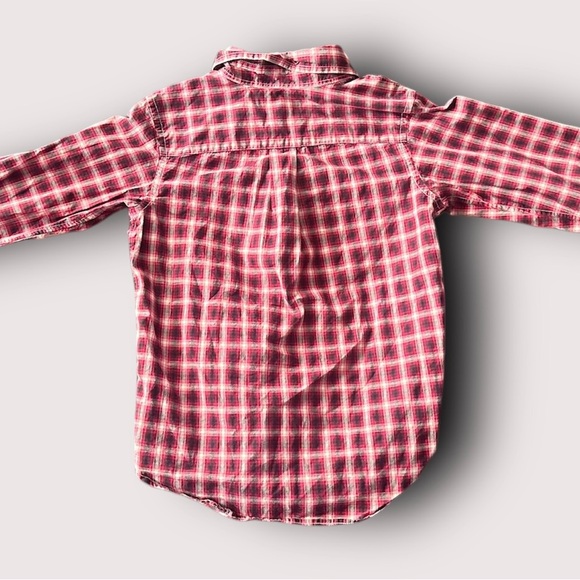Ralph Lauren Button Down Dress Shirt Boys Size 5 red, white, and black plaid. - Picture 2 of 8